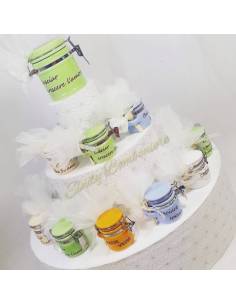 TORTA da 25 barattoli ermetici in ceramica con colori e frasi assortite