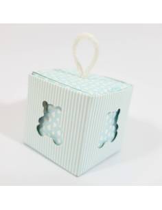 Particolare portaconfetti nascita celeste per maschietto