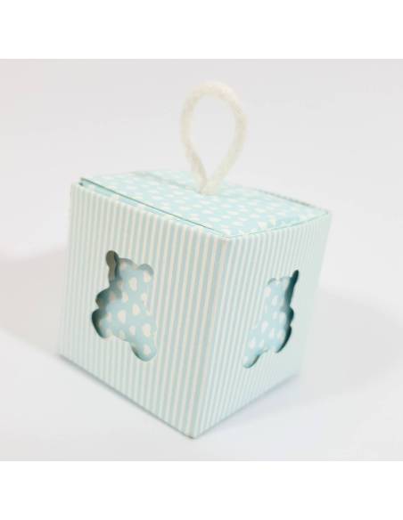 Particolare portaconfetti nascita celeste per maschietto