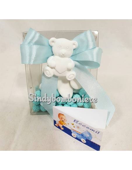 Scatoline portaconfetti bomboniere nascita bimbo gessetto profumati orso