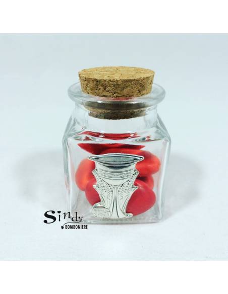 BOMBONIERE COMUNIONE fai da te offerta icona laminato argento vasetto barattolo vetro 