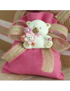 Sacchetti bomboniere Battesimo bambina orsetto magneti 2