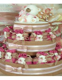 Sacchetti bomboniere Battesimo bambina orsetto magneti