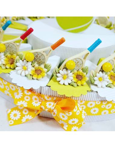 Torta Bomboniera tennis racchetta con profumatore palla da tennis