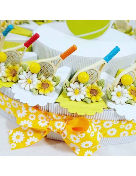 Torta Bomboniera tennis racchetta con profumatore palla da tennis