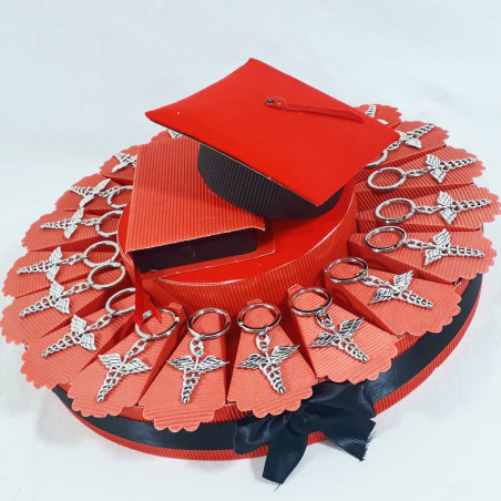 Torta Bomboniera con CADUCEO PORTACHIAVI per Laurea in Farmacia, Medicina e Chirurgia