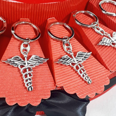 Torta Bomboniera con CADUCEO PORTACHIAVI per Laurea in Farmacia, Medicina e Chirurgia