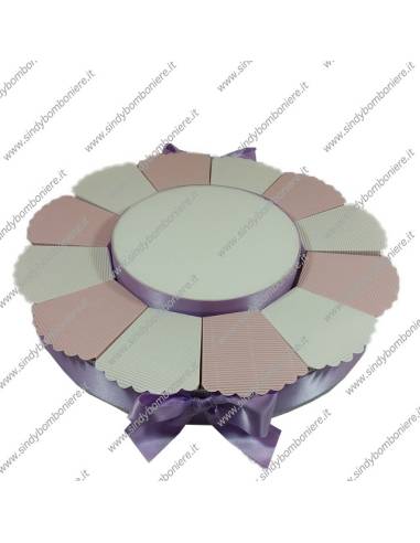 STRUTTURA TORTA BOMBONIERA 12 FETTE BICOLORE PORTACONFETTI FAI DA TE CONFEZIONE