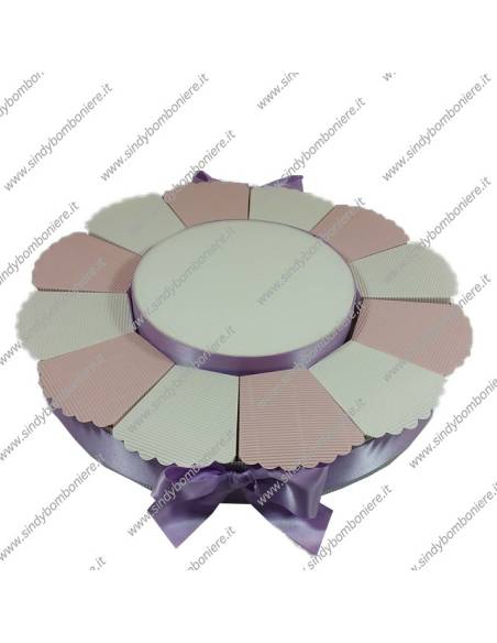 STRUTTURA TORTA BOMBONIERA 12 FETTE BICOLORE PORTACONFETTI FAI DA TE CONFEZIONE