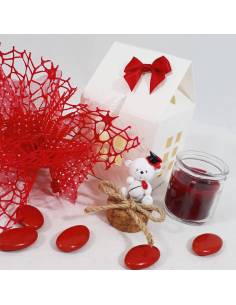 Candela con cera Yankee Candle e magnete calice JHS su tappo in sughero per evento di prima comunione