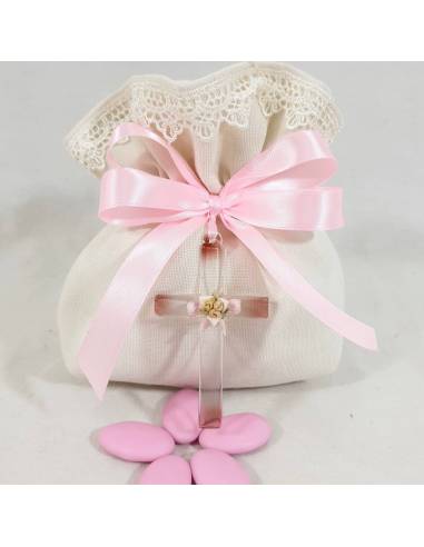 Bomboniera sacchetti Battesimo bimba con pendente vetro di Murano