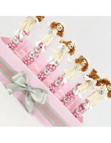 Bomboniere Battesimo bambina,particolare provetta tappo sughero bambola