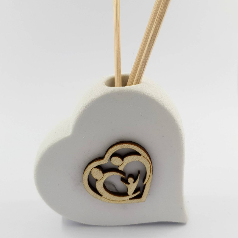 Bomboniere Battesimo diffusore cuore Sacra Famiglia