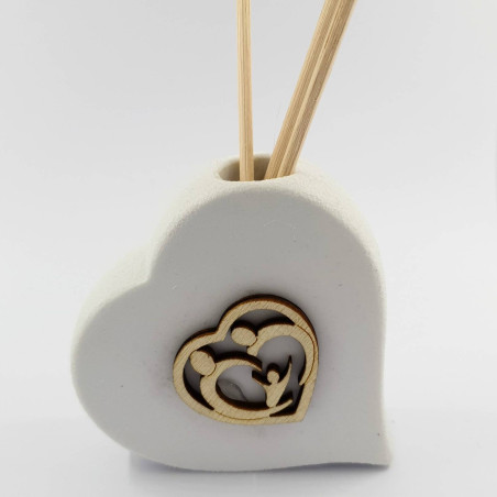 Bomboniere Battesimo diffusore cuore Sacra Famiglia