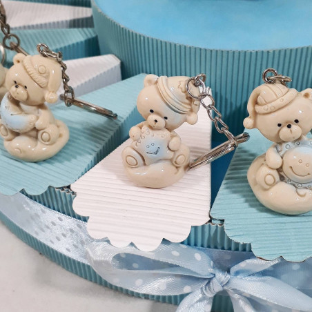 Torta bomboniere battesimo nascita orsetto con cuore stella cappello azzurri per bimbo compleanno