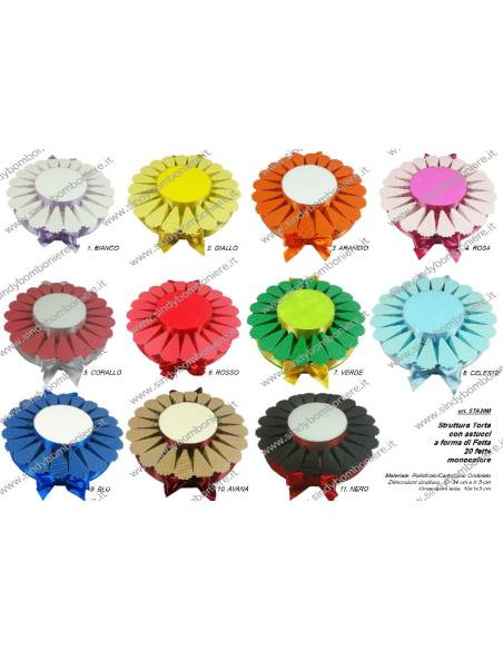 STRUTTURA TORTA BOMBONIERA 20 FETTE MONOCOLORE PORTACONFETTI FAI DA TE CONFEZIONE