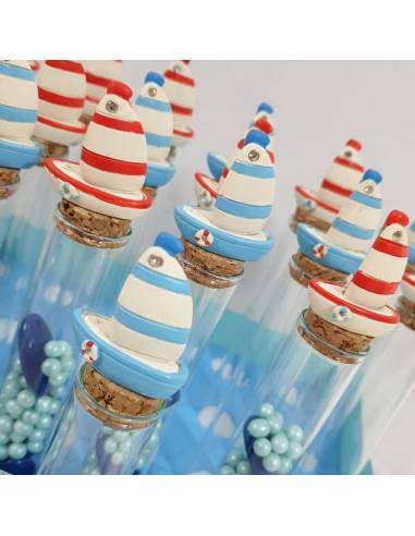 Barca a vela portaconfetti ricordo per il Battesimo maschietto