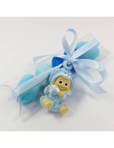 Bomboniere nascita celeste con portaconfetti