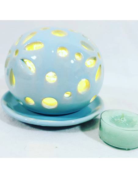 Bomboniere Battesimo bimbo portacandela con pumo traforato e piattino