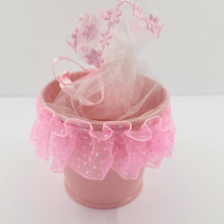 Bomboniere nascita bimba portaconfetti rosa con tulle