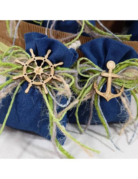 Sacchetti bomboniere stile mare con  ancora e timone offerta