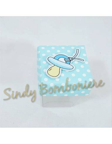 Bomboniere portaconfetti nascita bimbo azzurro con pois
