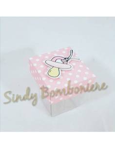 Bomboniera portaconfetti nascita rosa a pois per bimba