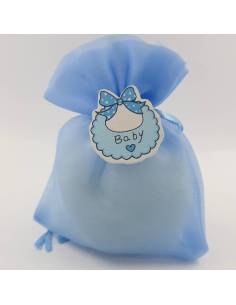 Sacchetti bomboniere per nascita bimbo in organza