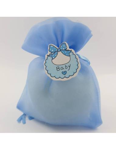 Sacchetti bomboniere per nascita bimbo in organza