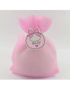 Sacchetto rosa portaconfetti nascita