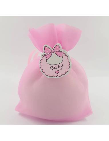 Sacchetto rosa portaconfetti nascita