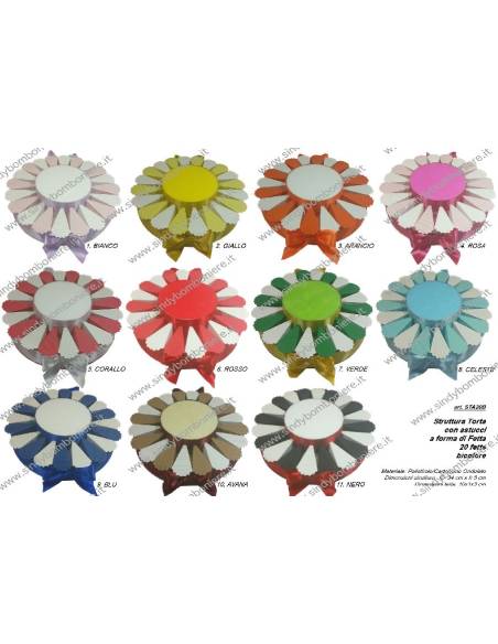 STRUTTURA TORTA BOMBONIERA 20 FETTE BICOLORE PORTACONFETTI FAI DA TE CONFEZIONE