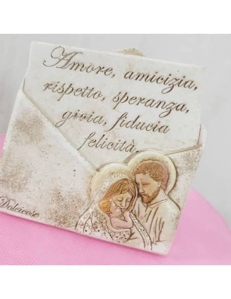 Bomboniere Battesimo bimba sacra famiglia sacchetti per confetti