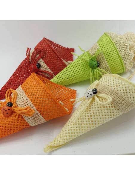 BOMBONIERA sacchetto CONO COCCINELLA PORTAFORTUNA