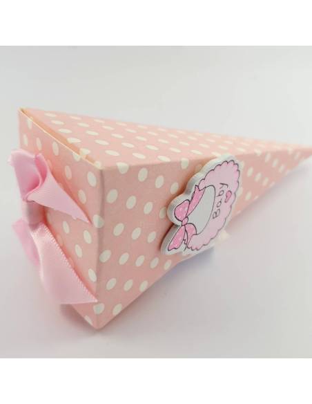 Bomboniere portaconfetti con fiocco rosa e ciuccio