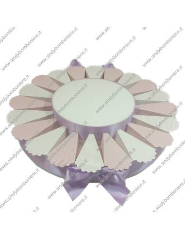 STRUTTURA TORTA BOMBONIERA 20 FETTE BICOLORE PORTACONFETTI FAI DA TE CONFEZIONE