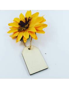 fiore girasole con targhetta in legno
