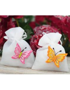 Sacchetti portconfetti con farfalle per Battesimo bimba