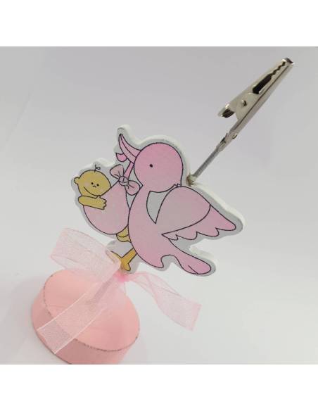 Segnaposto battesimo bimba cicogna clip
