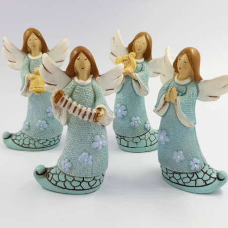 BOMBONIERA ANGELO in Porcellana su cuscino ricamato BATTESIMO COMUNIONE CRESIMA