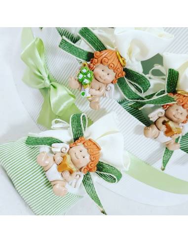 Sacchetti per confetti bomboniere Battesimo angioletti 2