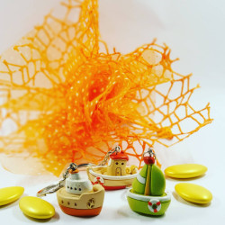 BOMBONIERE CONIGLIETTO CAROTINO 6 PORTACHIAVI NO CONFETTI BATTESIMO COMPLEANNO CRESIMA