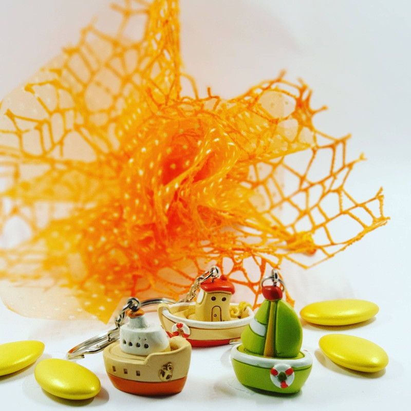 BOMBONIERE CONIGLIETTO CAROTINO 6 PORTACHIAVI NO CONFETTI BATTESIMO COMPLEANNO CRESIMA