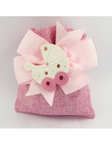 Sacchetti portaconfetti Battesimo bomboniere carrozzina bimba