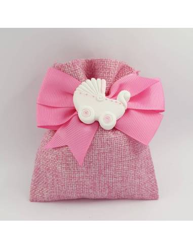 Sacchetti portaconfetti per battesimo femminuccia con carrozzina