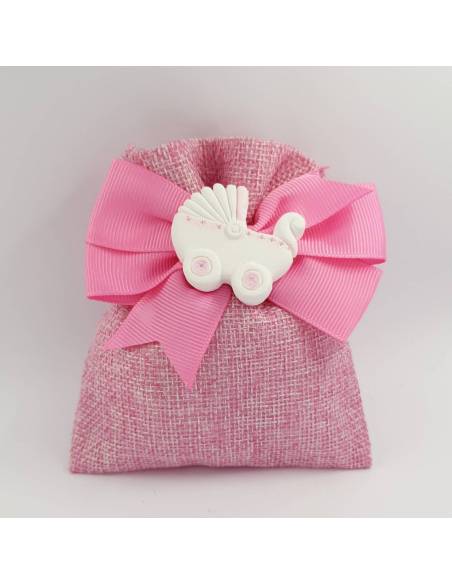 Sacchetti portaconfetti per battesimo femminuccia con carrozzina