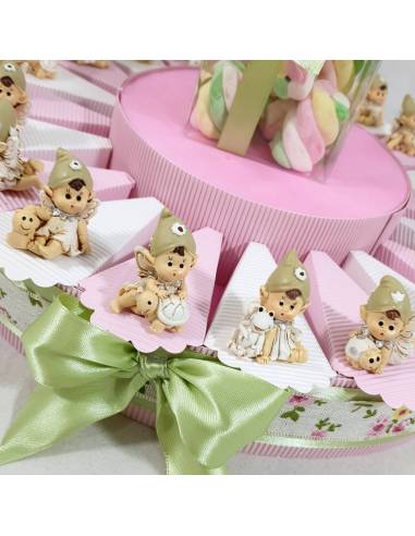 TORTA BOMBONIERE CAMPANELLA FATINA vetro 13 FETTE compleanno battesimo bimba