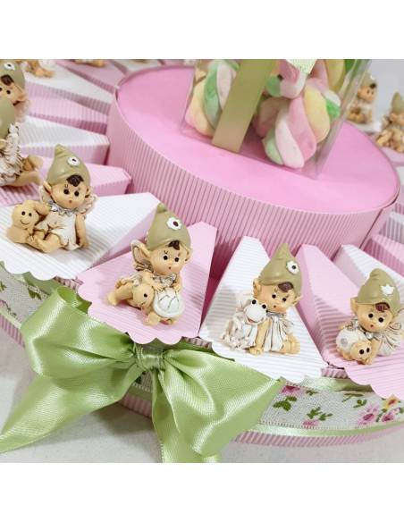 TORTA BOMBONIERE CAMPANELLA FATINA vetro 13 FETTE compleanno battesimo bimba