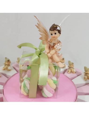 TORTA BOMBONIERE CAMPANELLA FATINA vetro 13 FETTE compleanno battesimo bimba