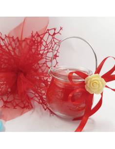 Bomboniera porta candela conchiglia con fiore in ceramica tiffany ROBEAN LINEA SILK TIFFANY